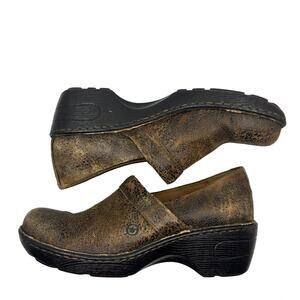 Born Women's Leather Comfort Clogs Brown Distressed Size 8
